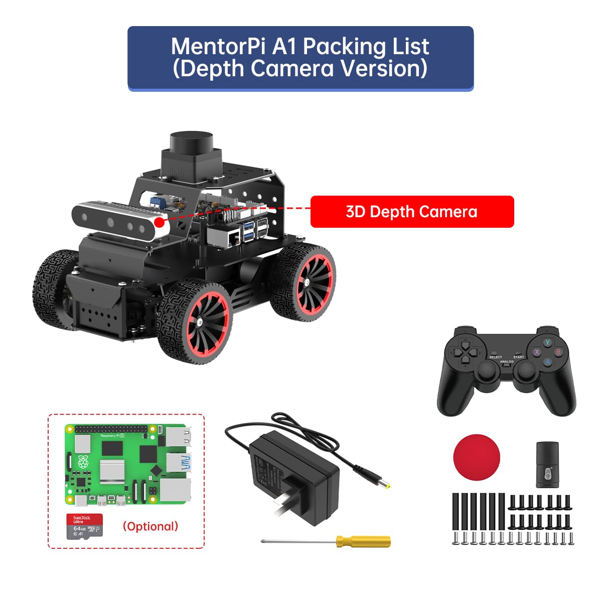 HIWONDER MentorPi A1 - ChatGPT AI Robot Car with 3D Depth Camera