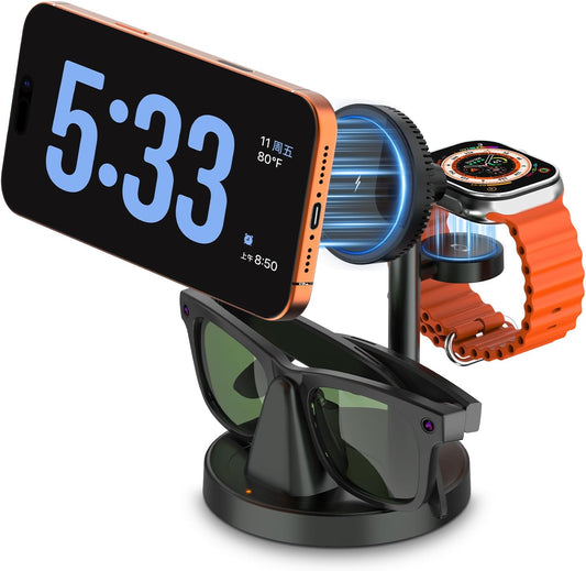 3-in-1 Fast Charging Station — Smart Glasses, Phone & Watch