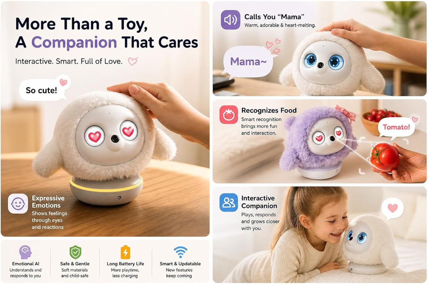 KAMOMO AI Companion Robot — Emotional Support Desk Pet for Kids & Adults