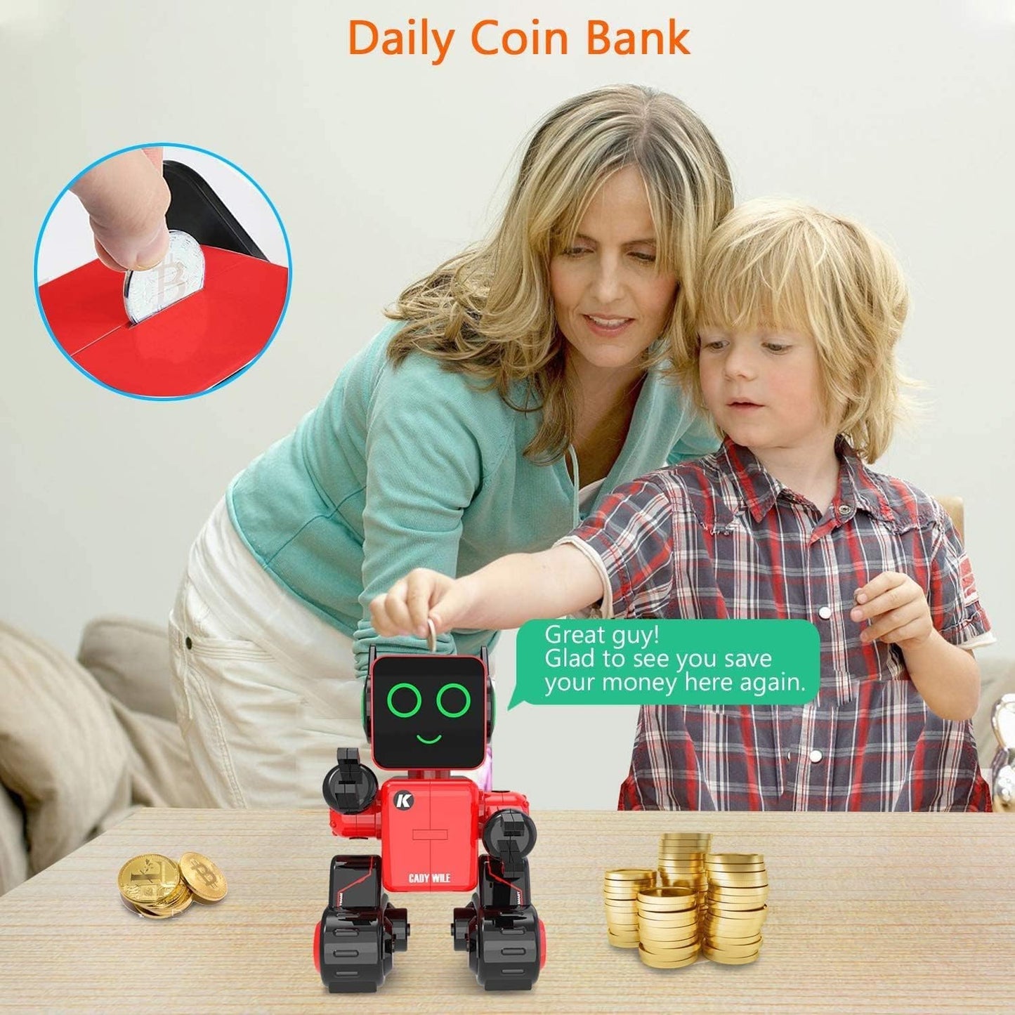 HBUDS RC Robot Toy — Dancing, Singing, Voice Recording & Built-In Coin Bank for Kids