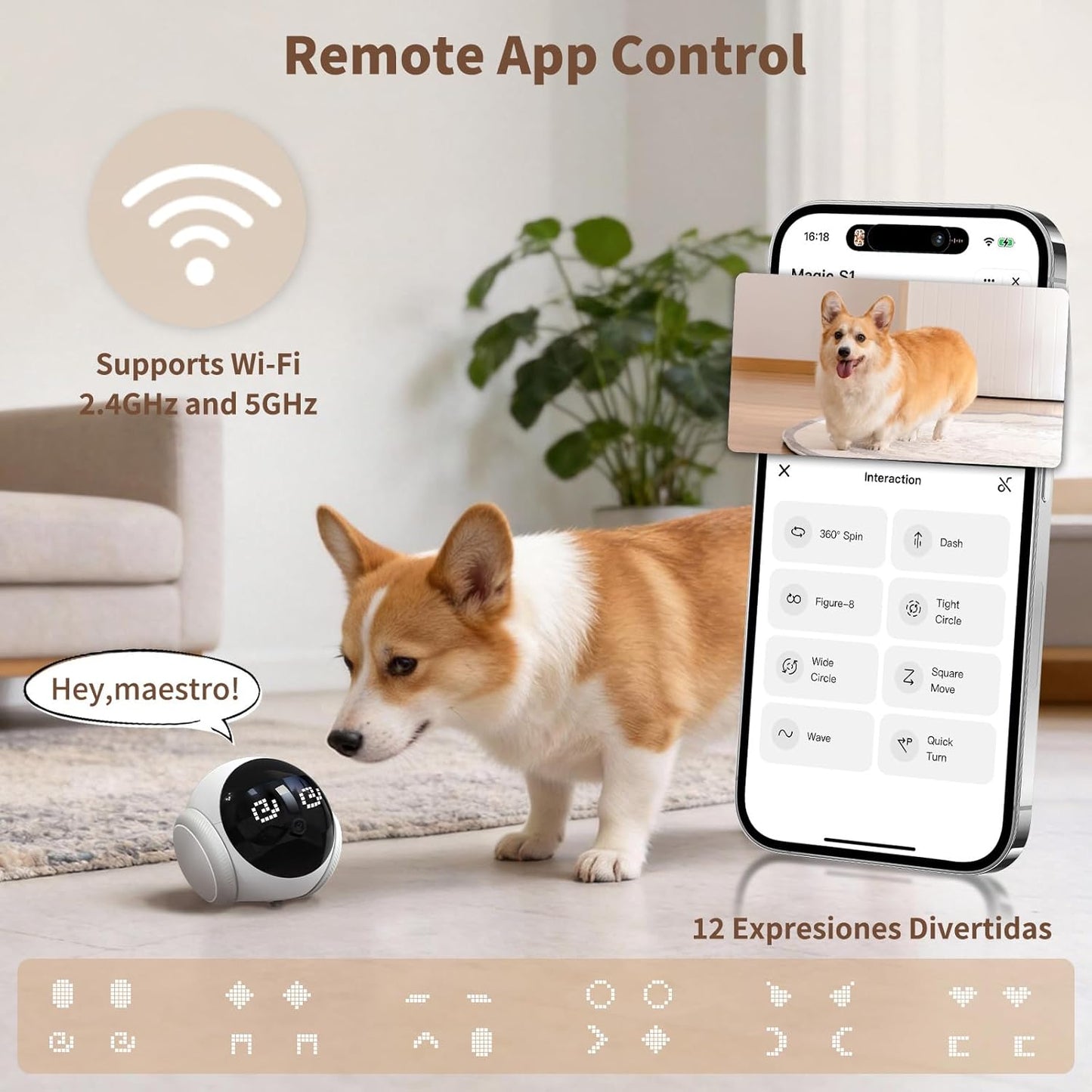 Honey Tour 1080P Pet Camera Robot — Movable Indoor Camera with Auto-Charging, Night Vision & 2-Way Talk