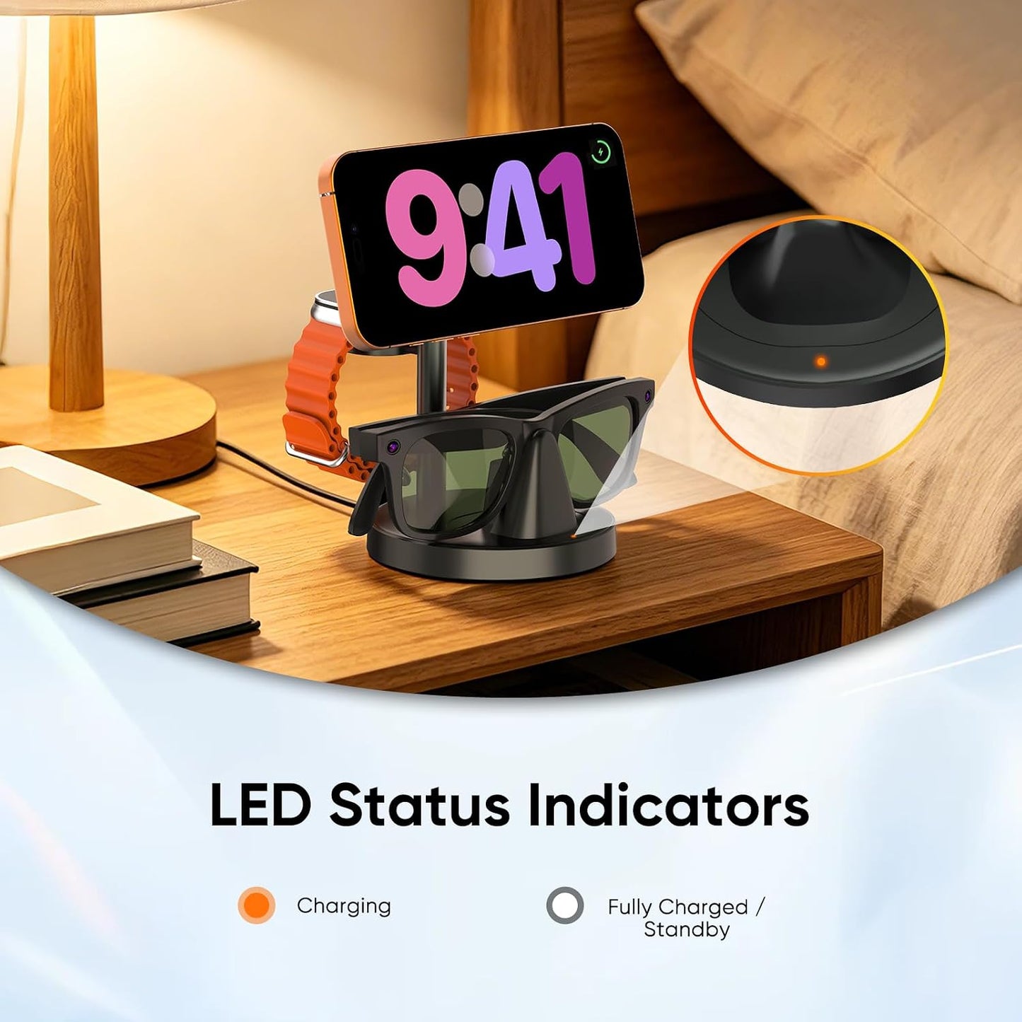 3-in-1 Fast Charging Station — Smart Glasses, Phone & Watch