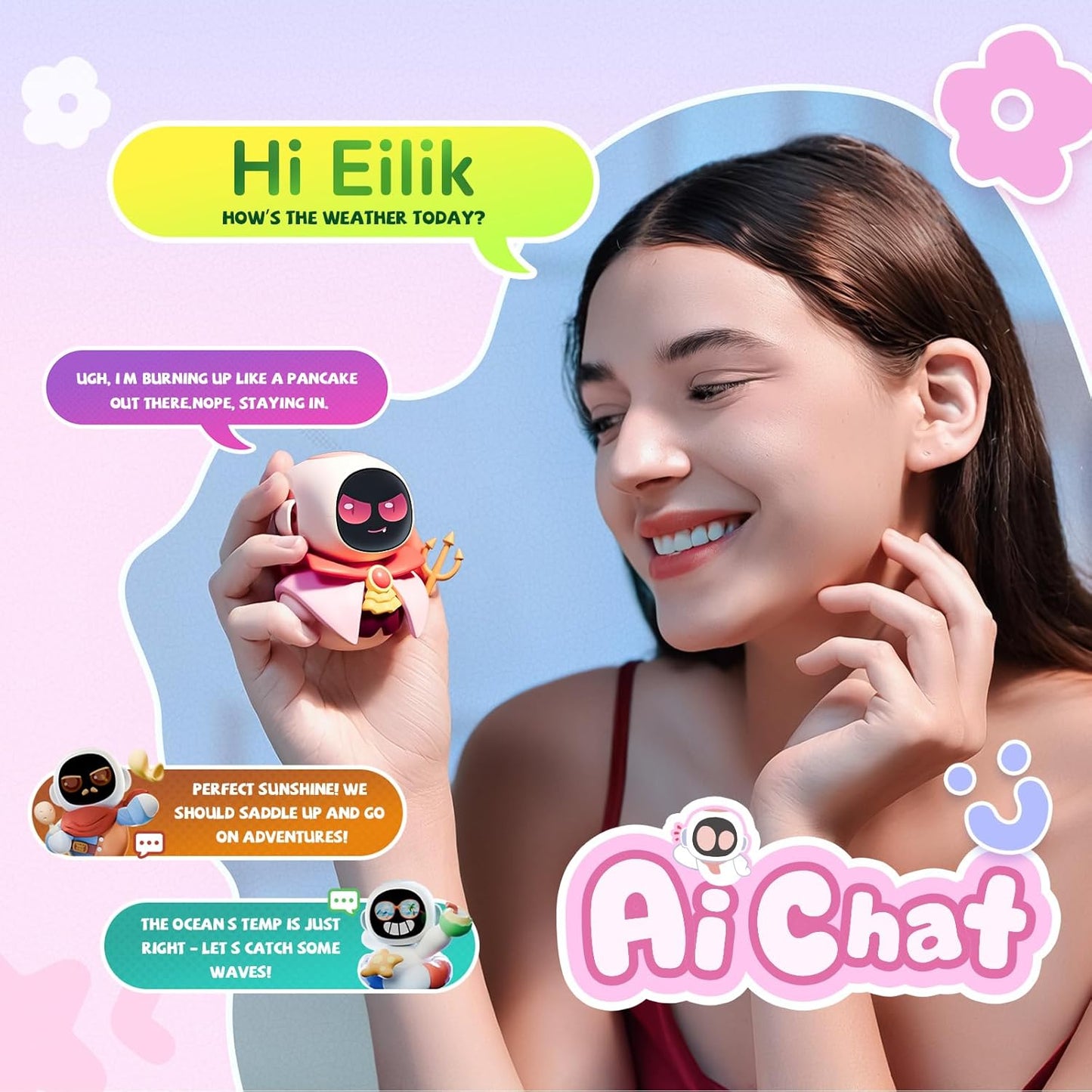 Eiliko Coral Pink — Tiny AI Companion Pendant