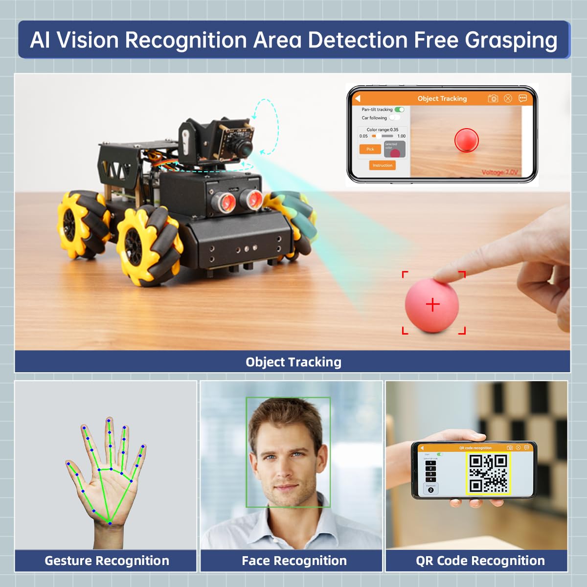 HIWONDER TurboPi - Raspberry Pi 5 AI Vision Robot Car