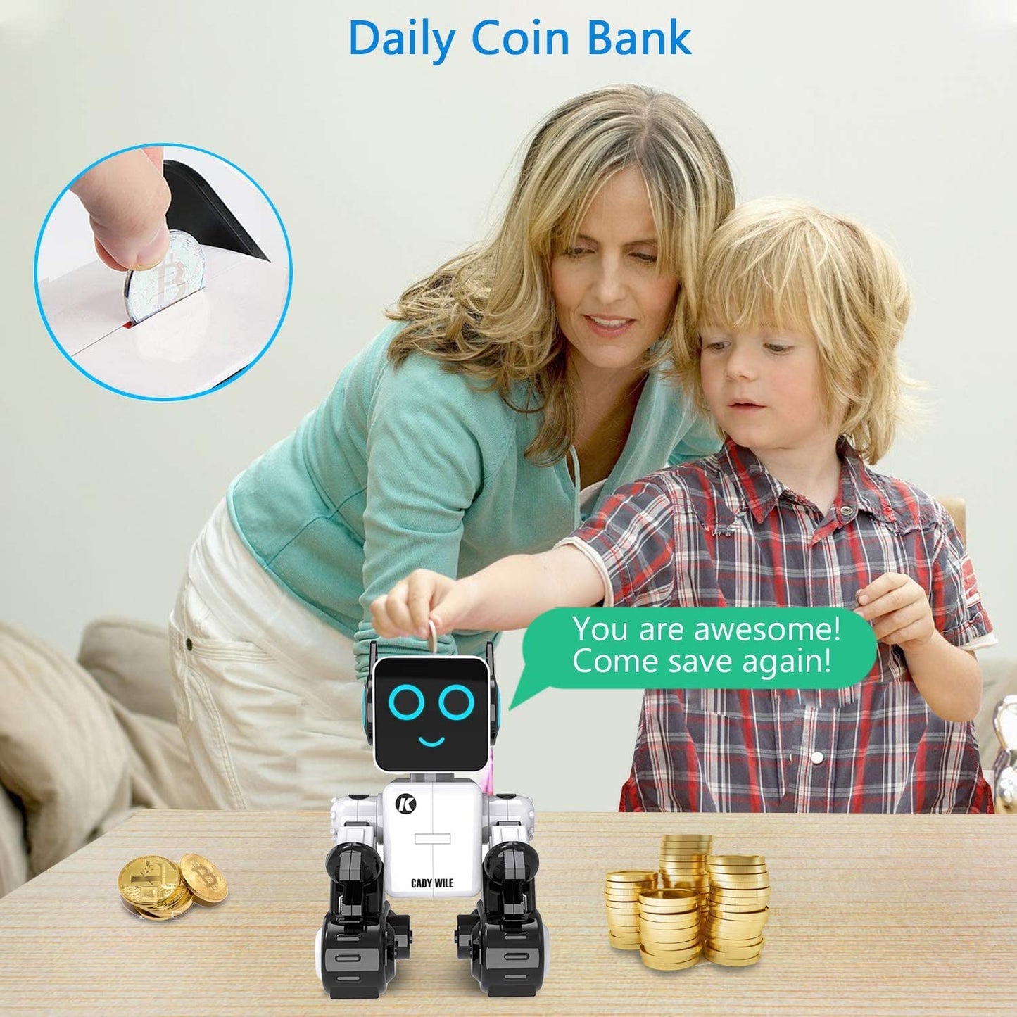 HBUDS RC Robot Toy — Dancing, Singing, Voice Recording & Built-In Coin Bank for Kids