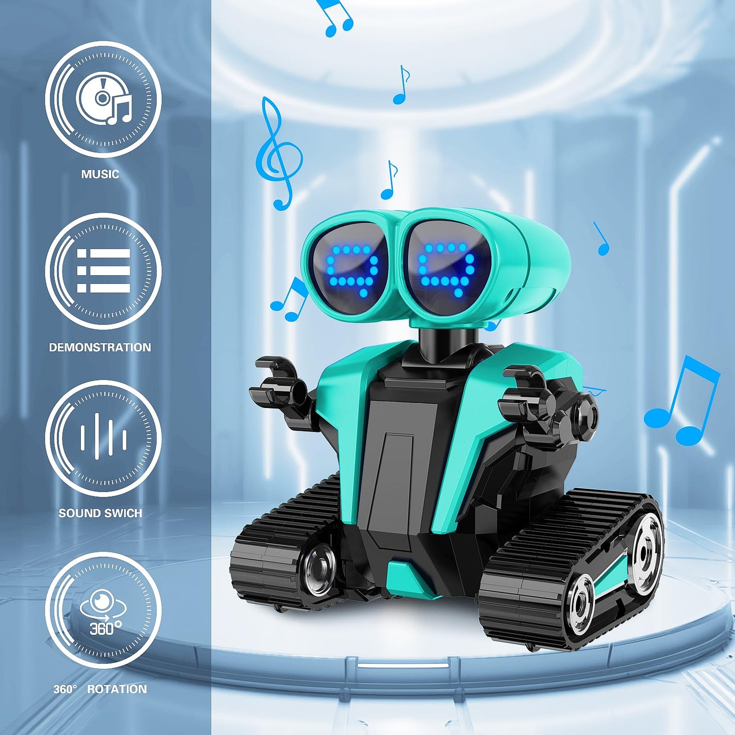 MindPal Robot Toys for Boys Girls with Auto-Demonstration Robots for Kids Remote Control Kids Robot Rechargeable with LED Eyes Smart Robot Age 3 Years and Up - Blue