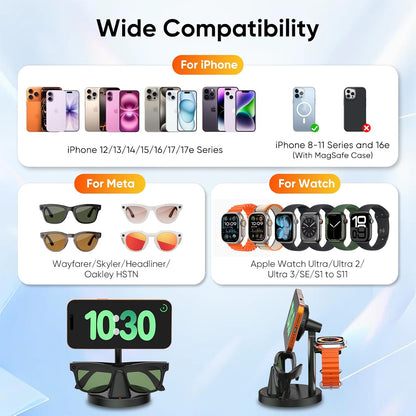 3-in-1 Fast Charging Station — Smart Glasses, Phone & Watch