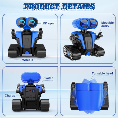 MindPal Robot Toys for Boys Girls with Auto-Demonstration Robots for Kids Remote Control Kids Robot Rechargeable with LED Eyes Smart Robot Age 3 Years and Up - Blue