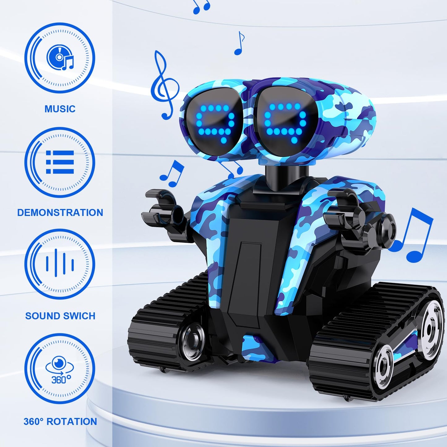 MindPal Robot Toys for Boys Girls with Auto-Demonstration Robots for Kids Remote Control Kids Robot Rechargeable with LED Eyes Smart Robot Age 3 Years and Up - Blue