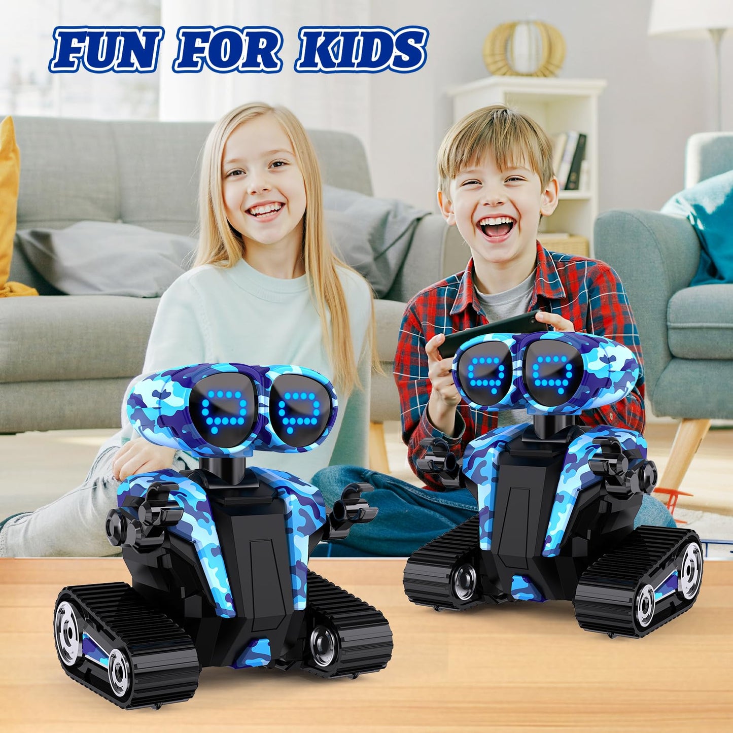 MindPal Robot Toys for Boys Girls with Auto-Demonstration Robots for Kids Remote Control Kids Robot Rechargeable with LED Eyes Smart Robot Age 3 Years and Up - Blue