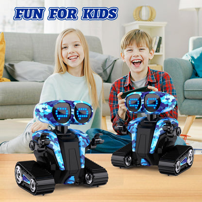 MindPal Robot Toys for Boys Girls with Auto-Demonstration Robots for Kids Remote Control Kids Robot Rechargeable with LED Eyes Smart Robot Age 3 Years and Up - Blue