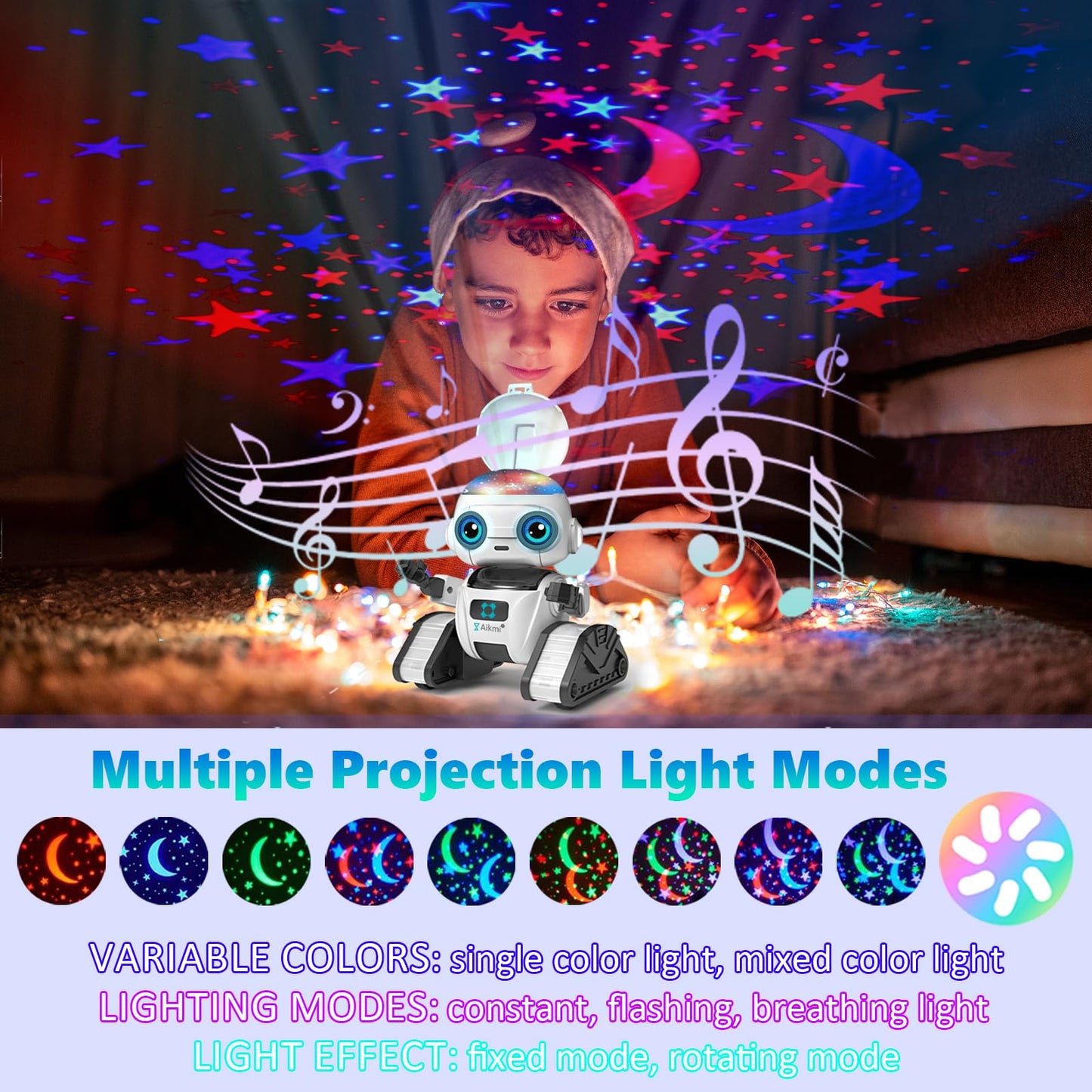 Aikmi RC Robot Toy, Projector Night Light