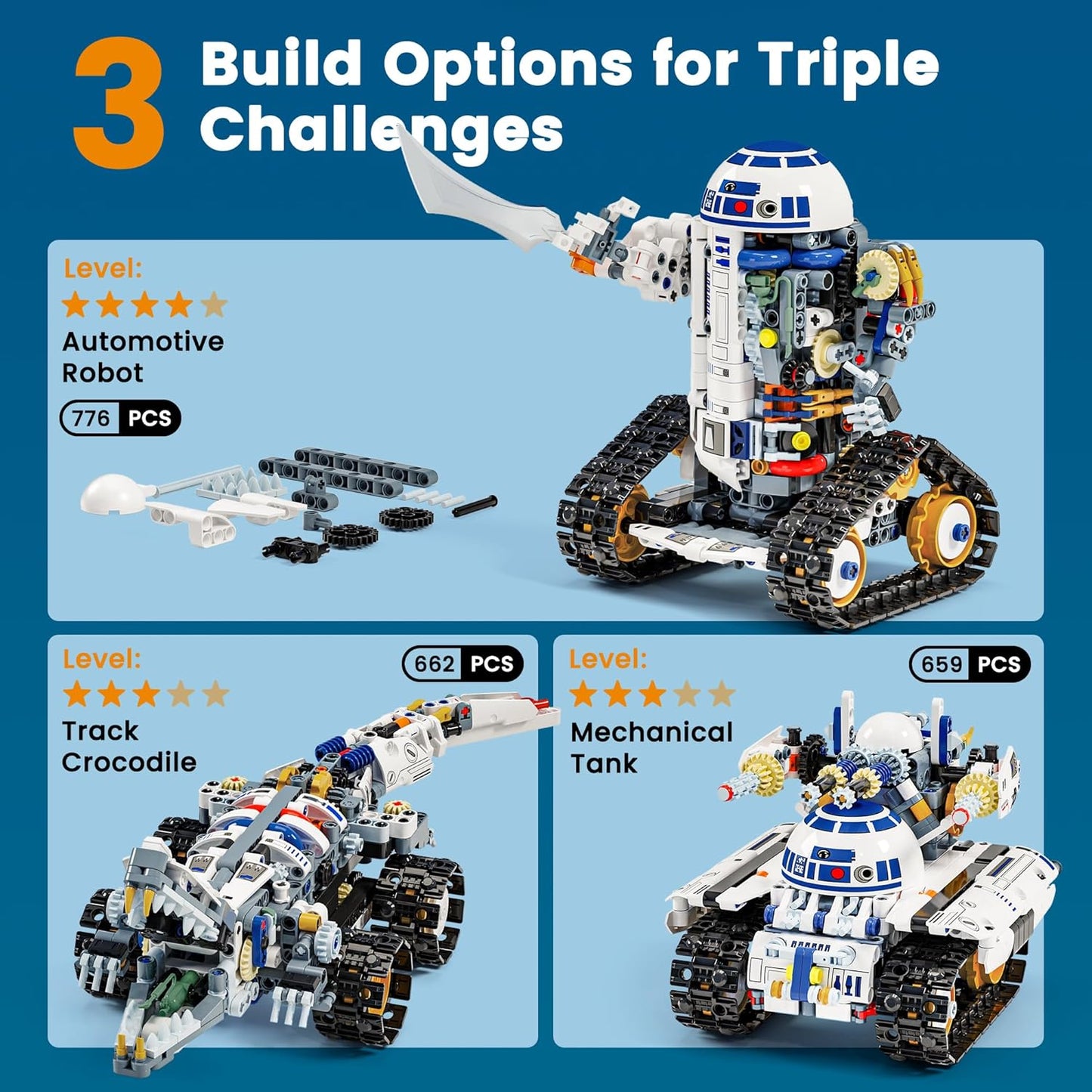 STEM RC Robot Building Kit - 3-in-1 App & Remote Control