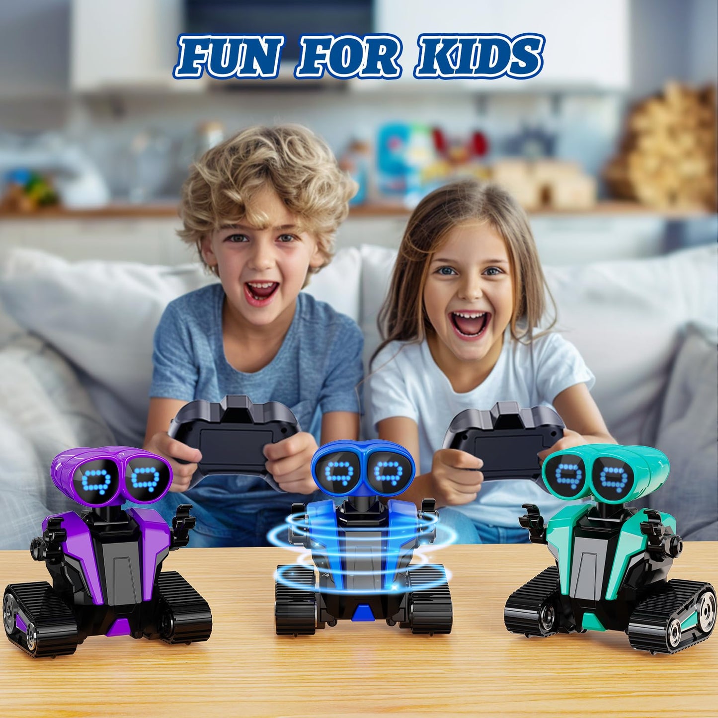 MindPal Robot Toys for Boys Girls with Auto-Demonstration Robots for Kids Remote Control Kids Robot Rechargeable with LED Eyes Smart Robot Age 3 Years and Up - Blue