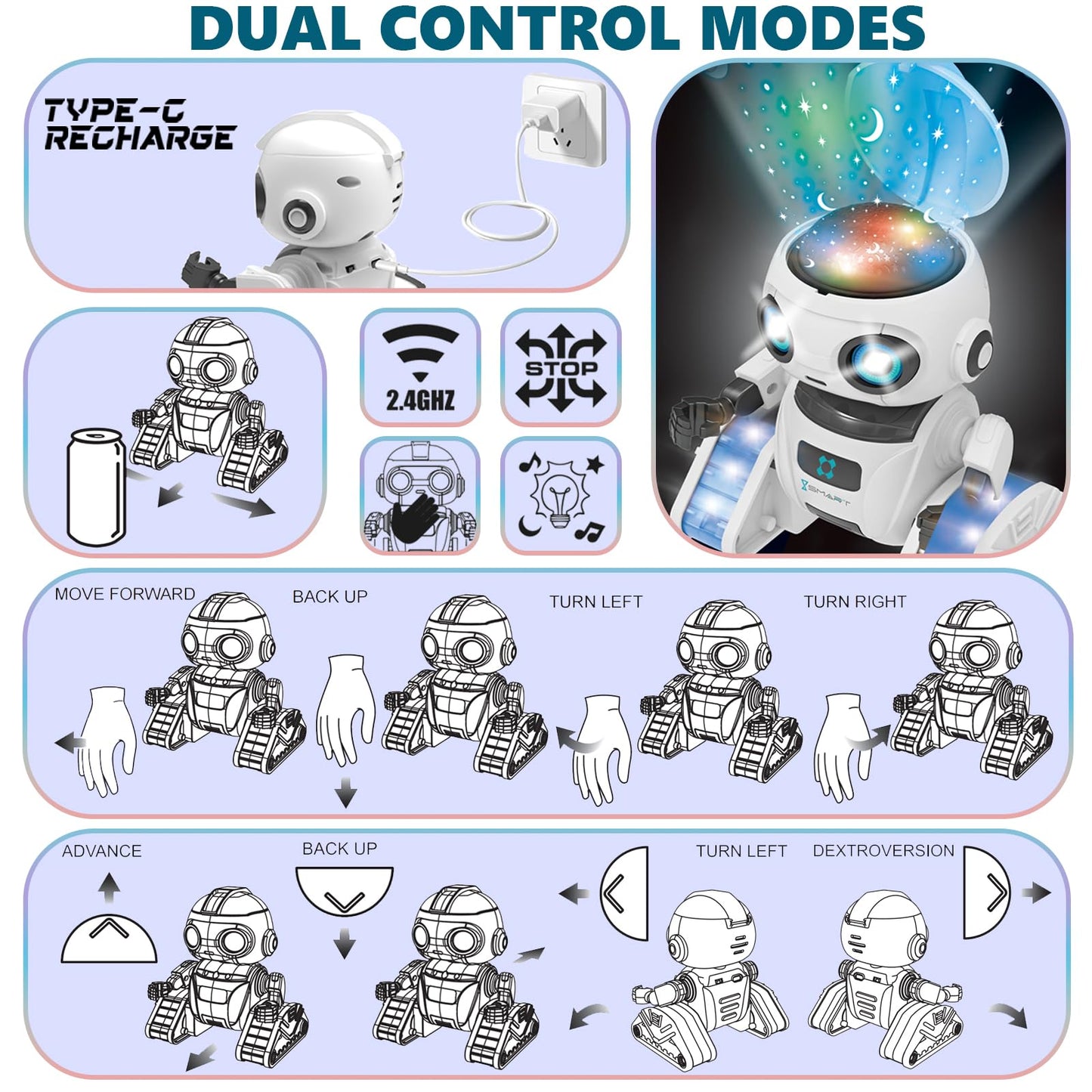 Aikmi RC Robot Toy, Projector Night Light