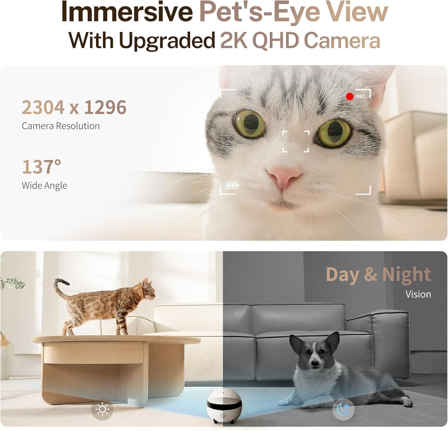 Enabot EBO ROLA Mini FamilyBot — 2K Movable Pet Camera