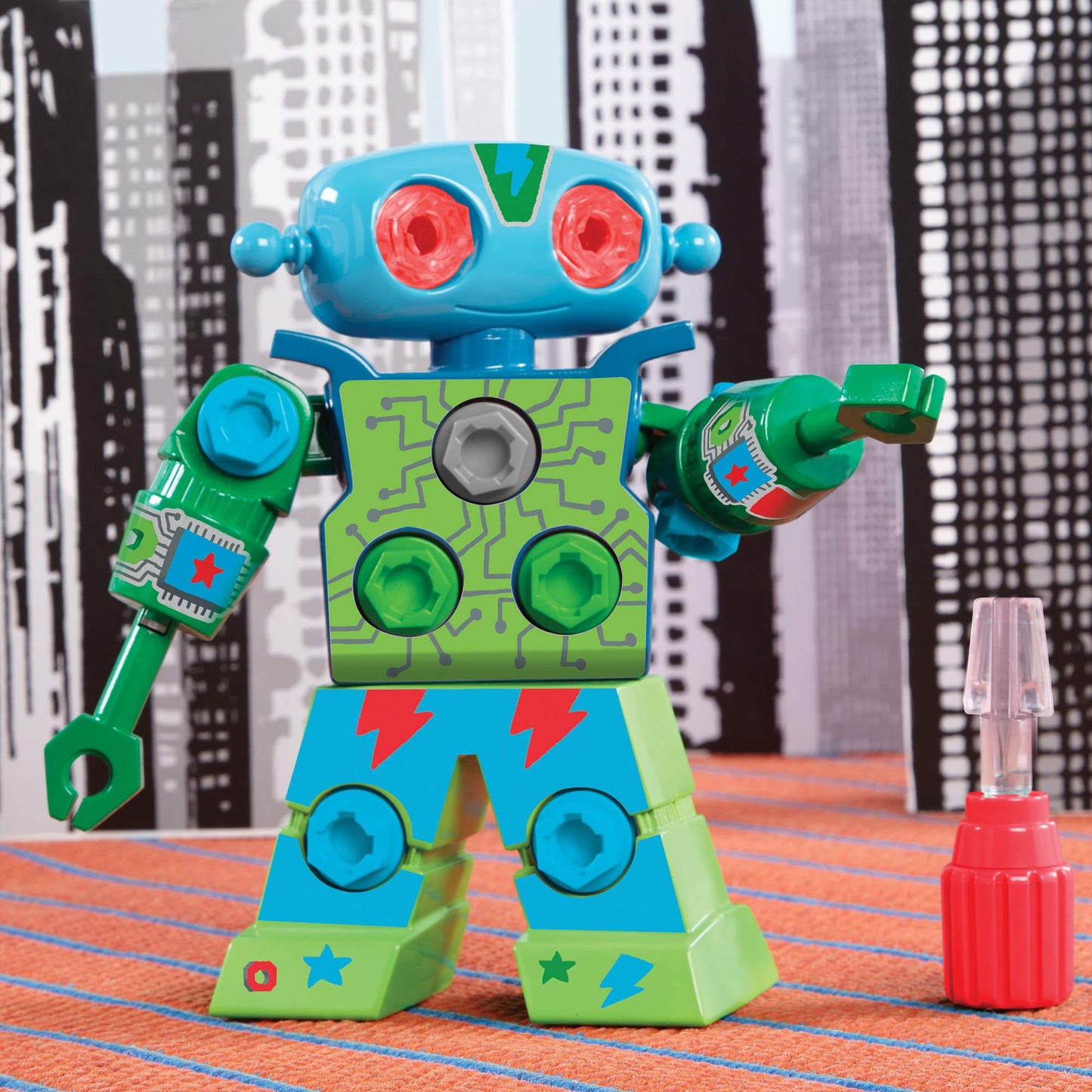 Design & Drill Robot — Take-Apart STEM Building Toy with Real Screwdriver for Kids Ages 3+