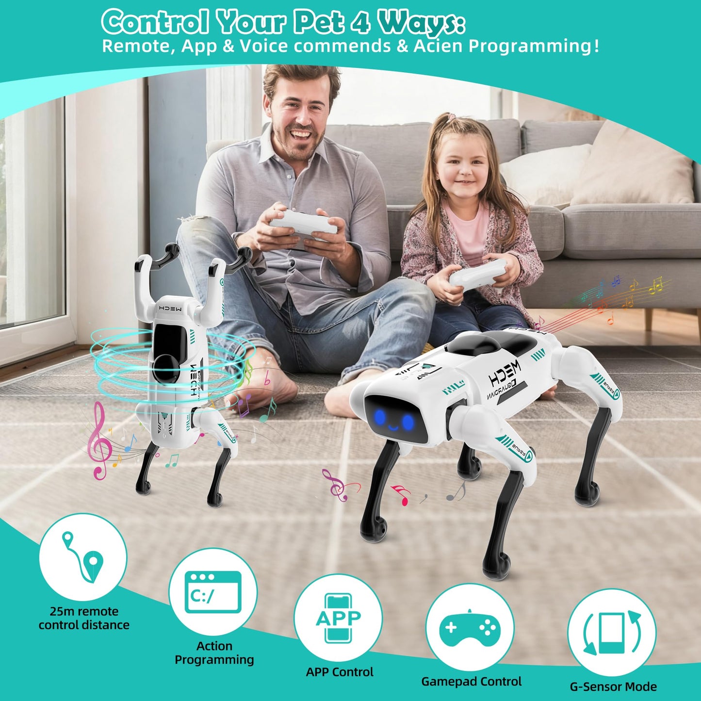 Smart Robot Dog — Voice Control, 30+ Actions & App Programming