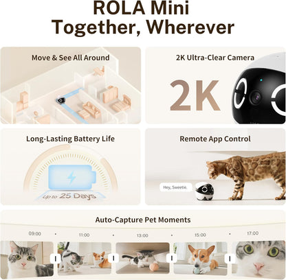 Enabot EBO ROLA Mini FamilyBot — 2K Movable Pet Camera