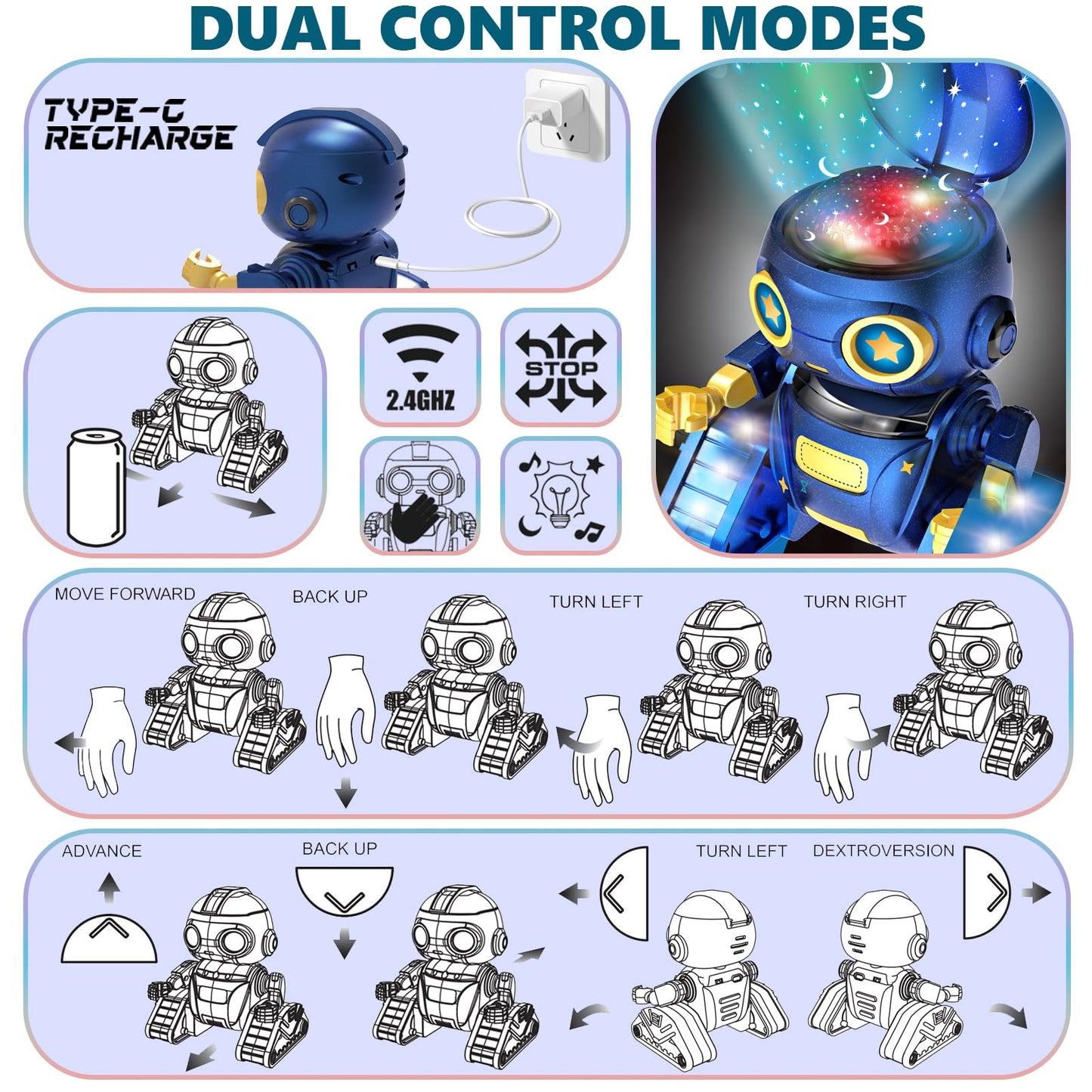 Aikmi RC Robot Toy, Projector Night Light