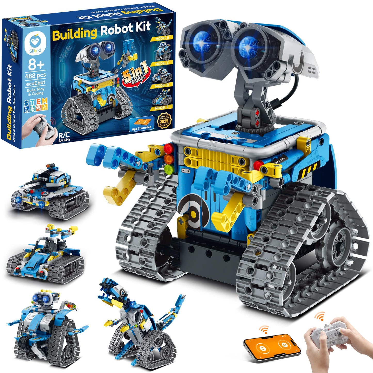 Sillbird 5-in-1 Robot Building Kit — 488 Pieces