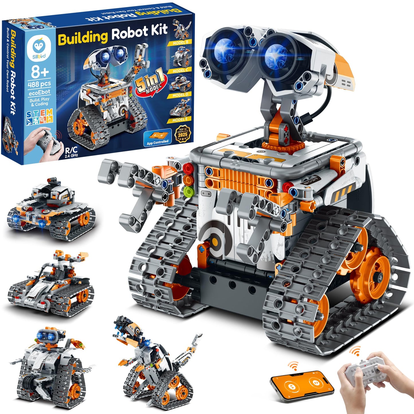 Sillbird 5-in-1 Robot Building Kit — 488 Pieces