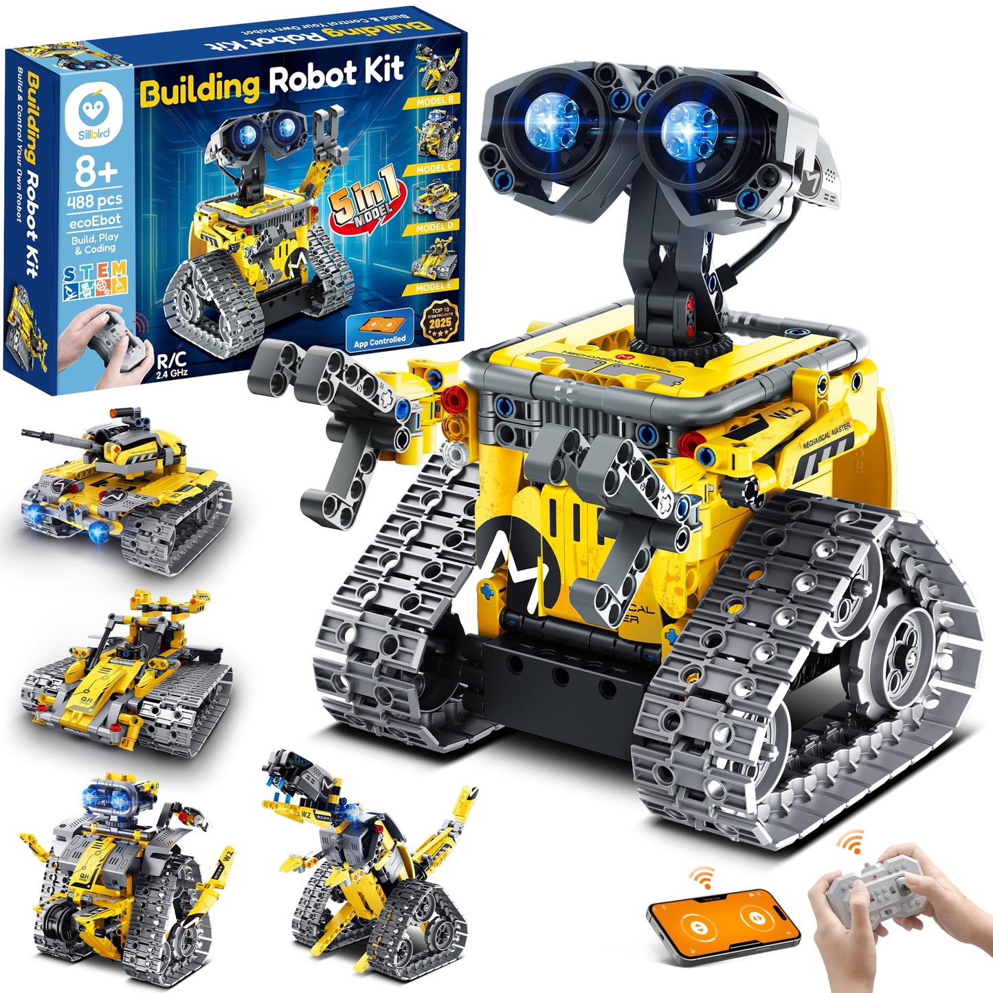 Sillbird 5-in-1 Robot Building Kit — 488 Pieces