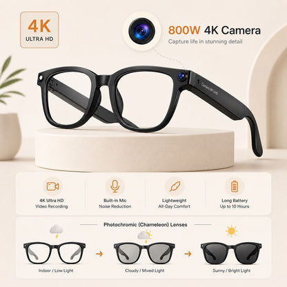AI Smart Glasses - Camera 8 MP, Real-Time Translation, Navigation