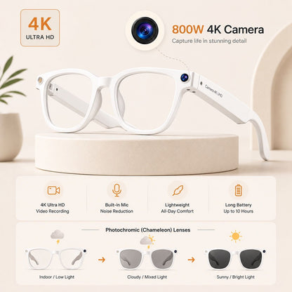AI Smart Glasses - Camera 8 MP, Real-Time Translation, Navigation