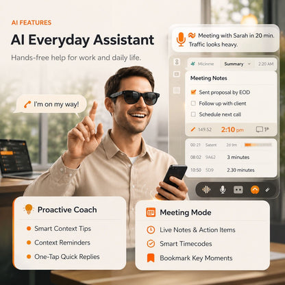 AI Smart Glasses - Camera 8 MP, Real-Time Translation, Navigation