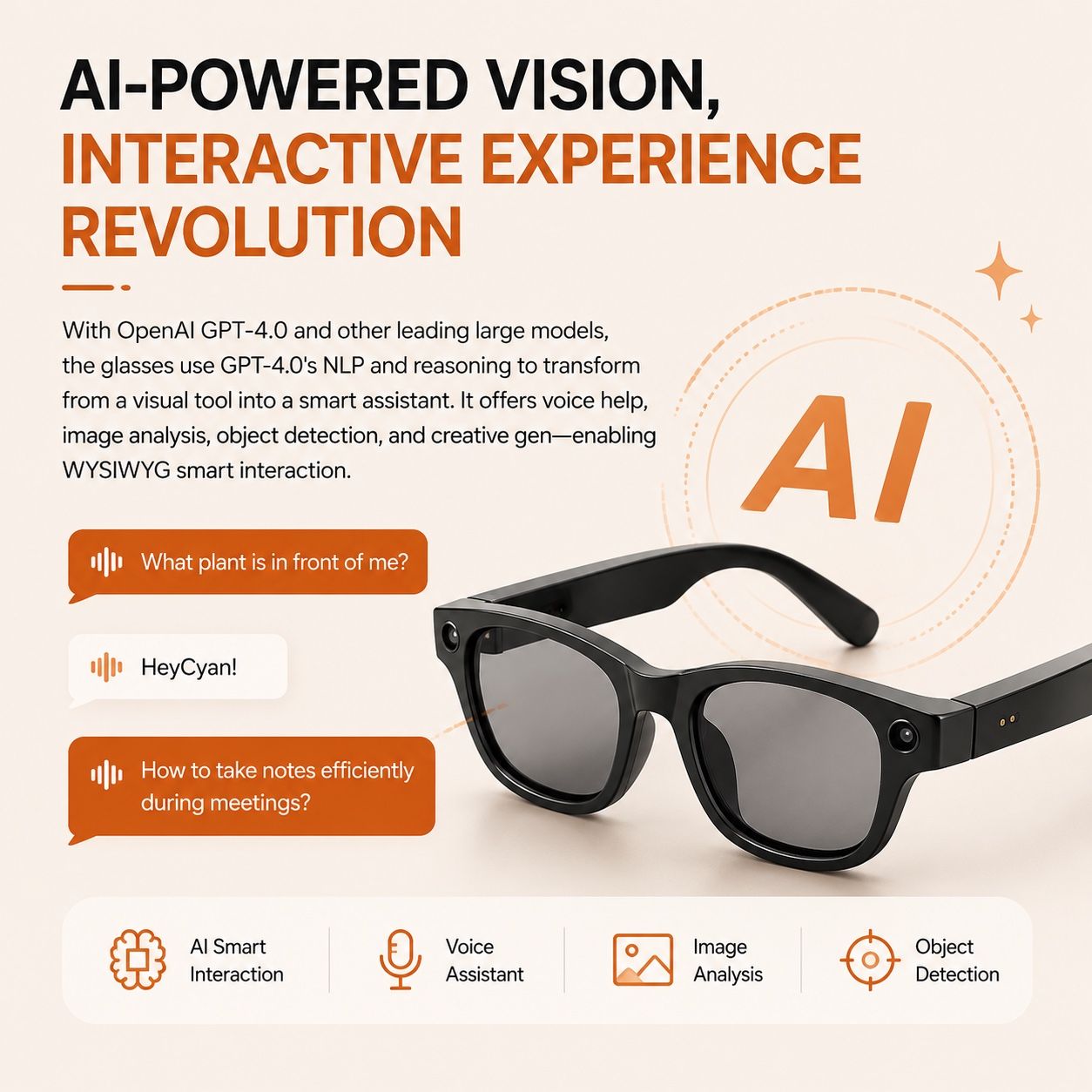 AI Smart Glasses - Camera 8 MP, Real-Time Translation, Navigation
