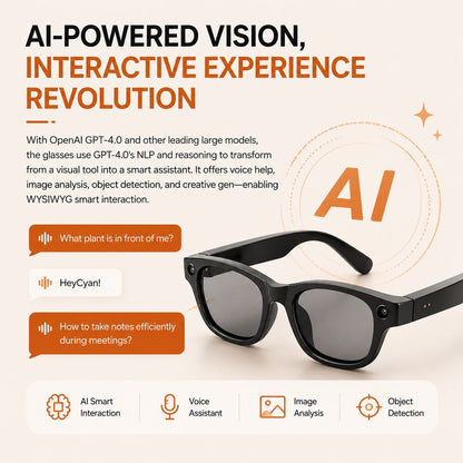 AI Smart Glasses - Camera 8 MP, Real-Time Translation, Navigation