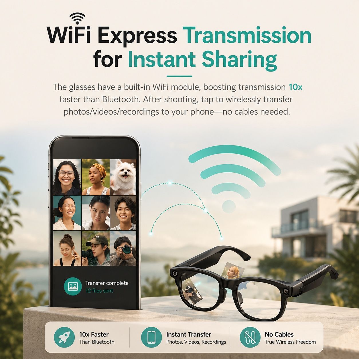 AI Smart Glasses - Camera 8 MP, Real-Time Translation, Navigation