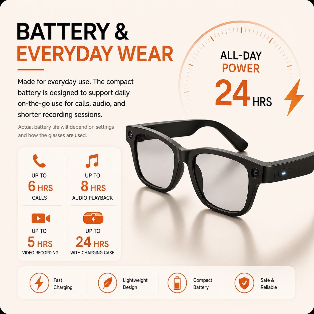 AI Smart Glasses - Camera 8 MP, Real-Time Translation, Navigation