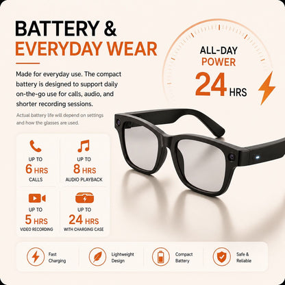 AI Smart Glasses - Camera 8 MP, Real-Time Translation, Navigation