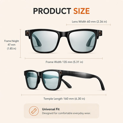 AI Smart Glasses - Camera 8 MP, Real-Time Translation, Navigation